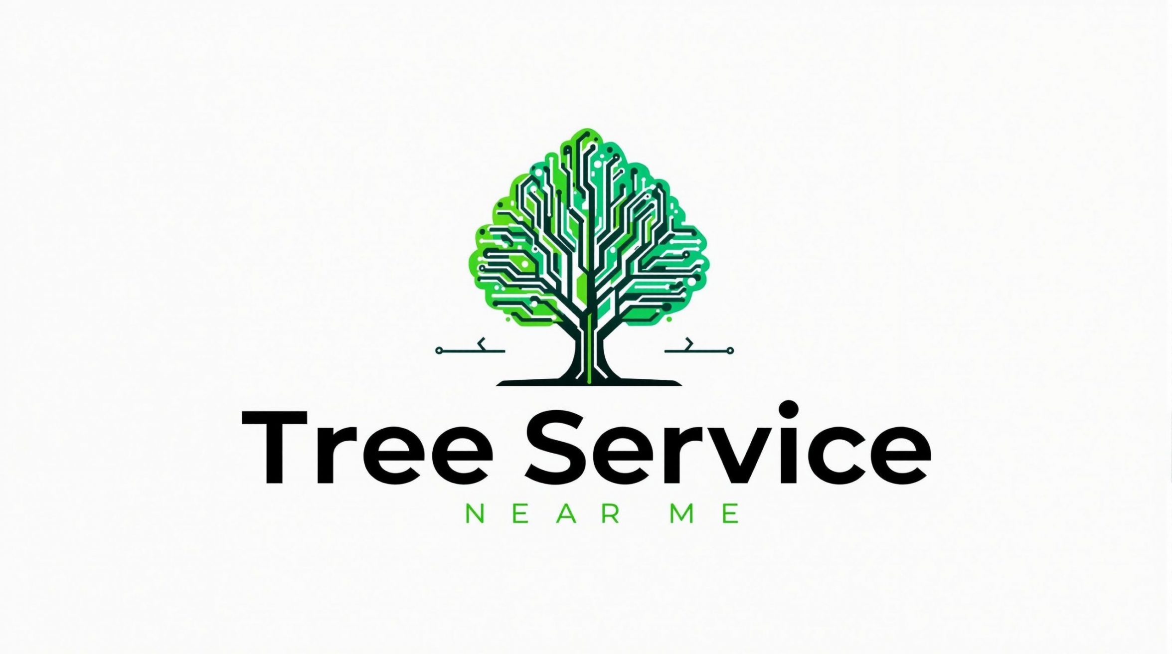 Tree Service Near Me logo featuring a stylized tree with circuit patterns, symbolizing modern tree care services.